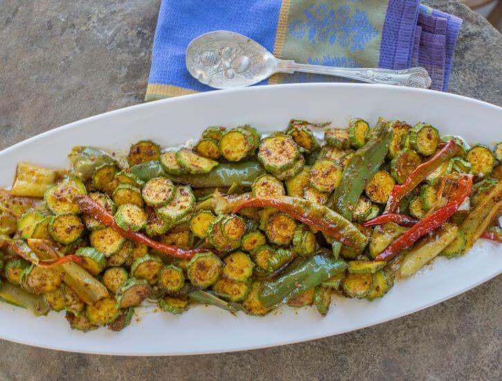Moroccan Spiced Summer Squash with Peppers and Dill Yogurt