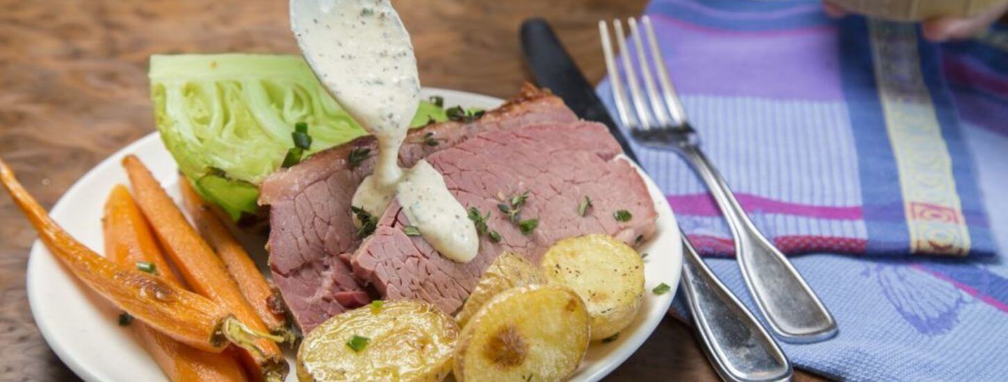 Corned Beef and Cabbage with Horseradish Mustard Sauce